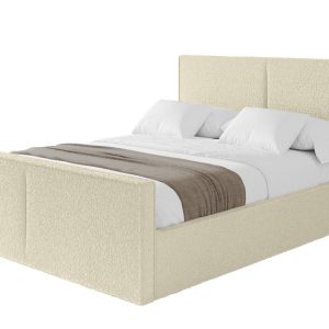 Łóżko tapicerowane z materacem + pojemnik EMMI-Z-200×200 cm Beżowy 861418 Łóżko tapicerowane z materacem + pojemnik EMMI-Z-200×200 cm Beżowy 861418