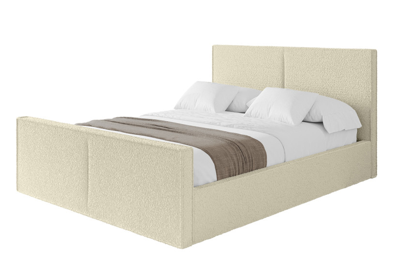 Łóżko tapicerowane z materacem + pojemnik EMMI-Z-200x200 cm Beżowy 861418