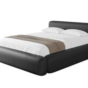 Łóżko tapicerowane z materacem + pojemnik ENORA-v1 – 120×200 cm Czarny 862526