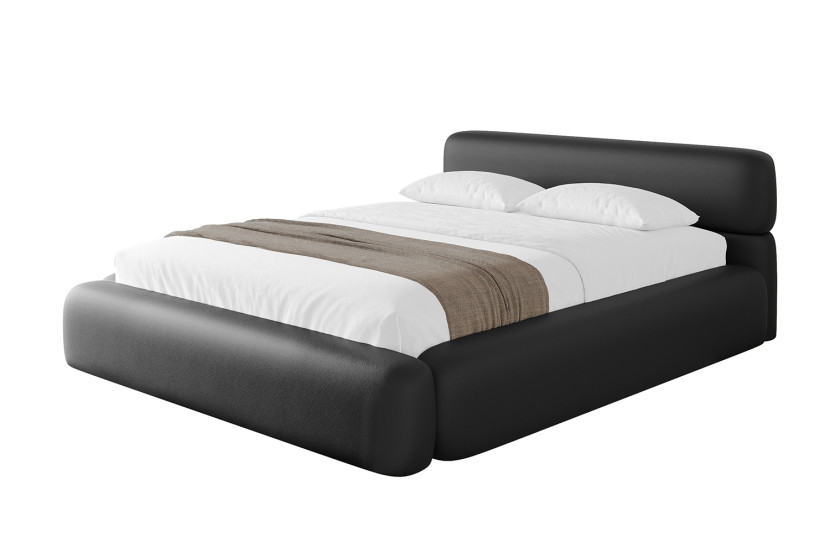 Łóżko tapicerowane z materacem + pojemnik ENORA-v1 - 160x200 cm Czarny 862312