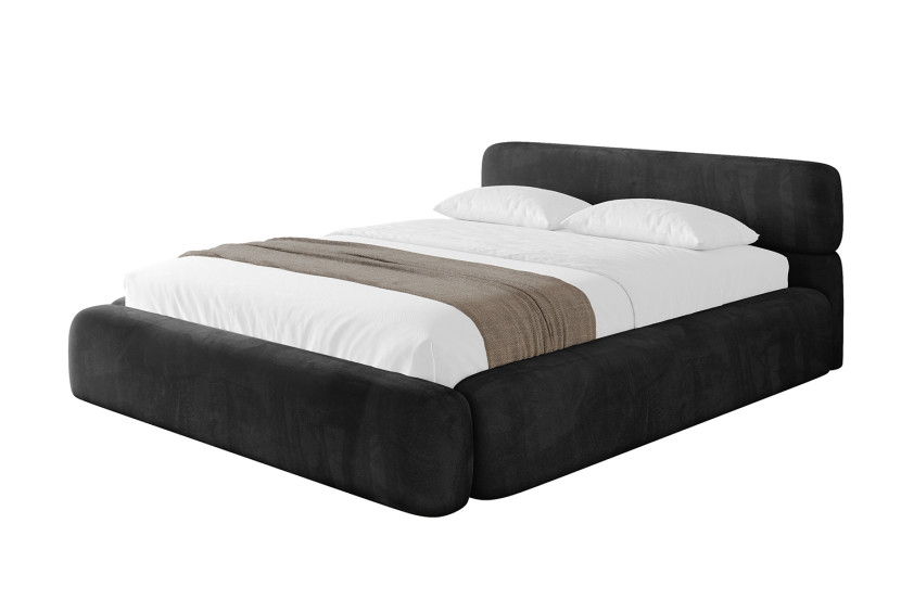 Łóżko tapicerowane z materacem + pojemnik ENORA-v1 - 180x200 cm Czarny 863025