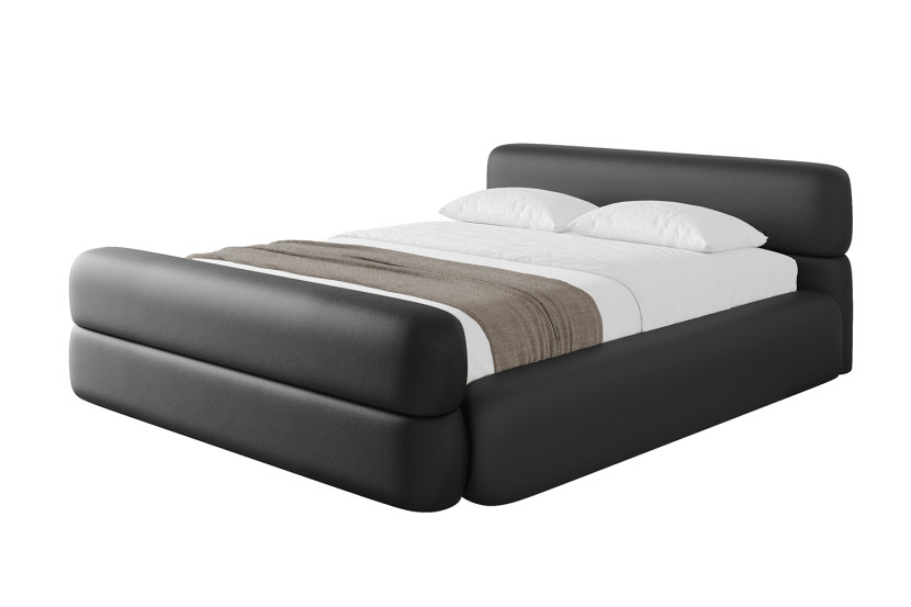 Łóżko tapicerowane z materacem + pojemnik ENORA-v1-Z-140x200 cm Czarny 862308