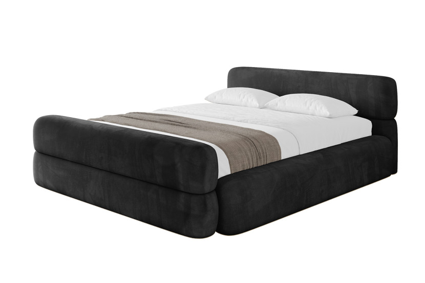 Łóżko tapicerowane z materacem + pojemnik ENORA-v1-Z-180x200 cm Czarny 862834