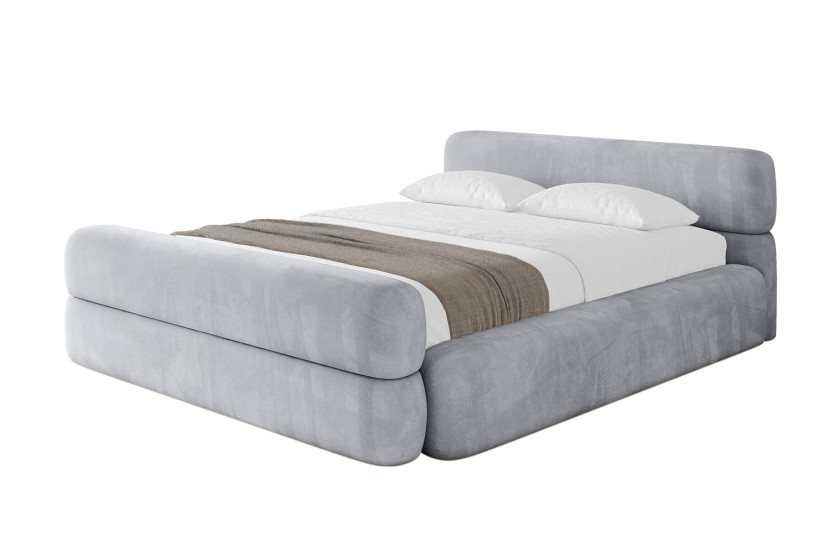 Łóżko tapicerowane z materacem + pojemnik ENORA-v1-Z-180x200 cm Jasnoszary 863402