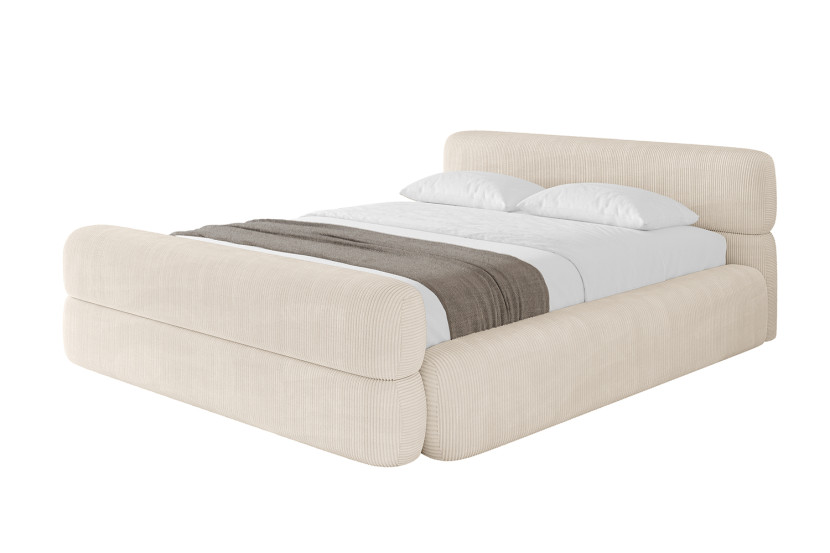 Łóżko tapicerowane z materacem + pojemnik ENORA-v1-Z-200x200 cm Beżowy 861800