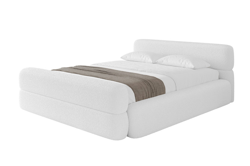 Łóżko tapicerowane z materacem + pojemnik ENORA-v1-Z-200x200 cm Biały 861947