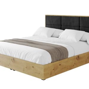 Łóżko tapicerowane z materacem + pojemnik ENZO1 – 180×200 cm Czarny 839582 Łóżko tapicerowane z materacem + pojemnik ENZO1 – 180×200 cm Czarny 839582