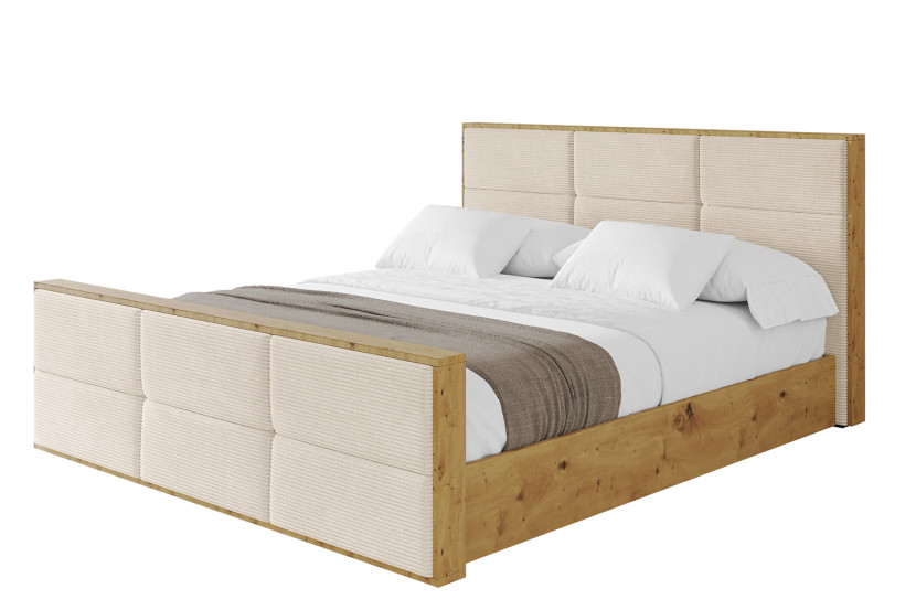 Łóżko tapicerowane z materacem + pojemnik ENZO1-Z-120x200 cm Beżowy 838864
