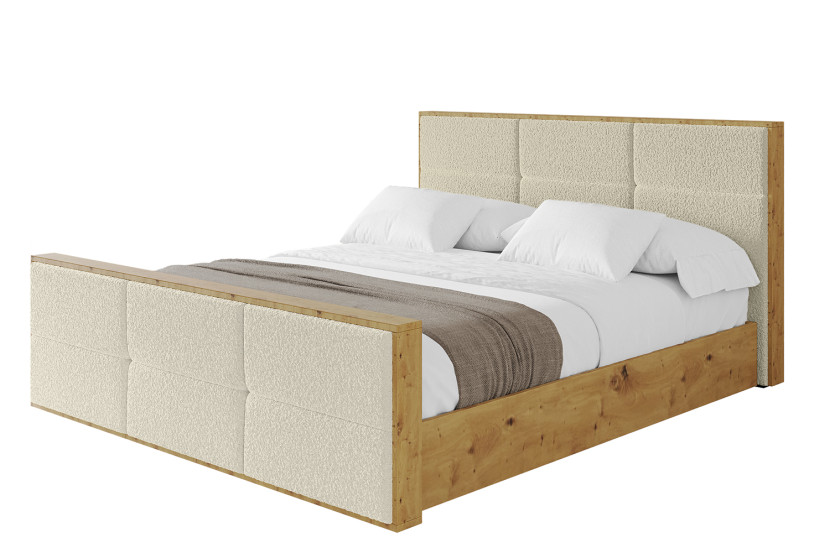 Łóżko tapicerowane z materacem + pojemnik ENZO1-Z-120x200 cm Beżowy 839407