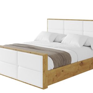 Łóżko tapicerowane z materacem + pojemnik ENZO1-Z-160×200 cm Biały 838861 Łóżko tapicerowane z materacem + pojemnik ENZO1-Z-160×200 cm Biały 838861