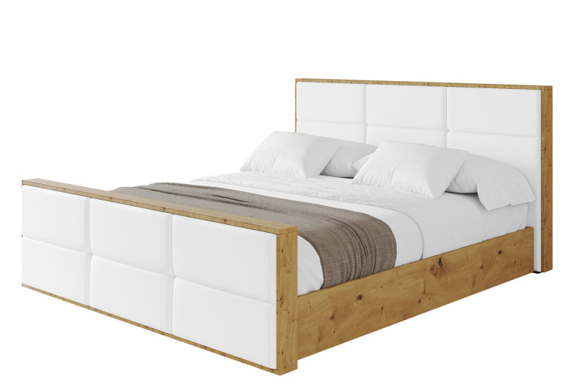 Łóżko tapicerowane z materacem + pojemnik ENZO1-Z-160x200 cm Biały 838861