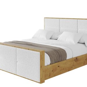 Łóżko tapicerowane z materacem + pojemnik ENZO1-Z-160×200 cm Biały 838581 Łóżko tapicerowane z materacem + pojemnik ENZO1-Z-160×200 cm Biały 838581