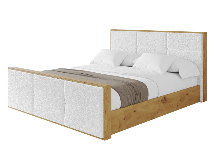 Łóżko tapicerowane z materacem + pojemnik ENZO1-Z-160x200 cm Biały 838581