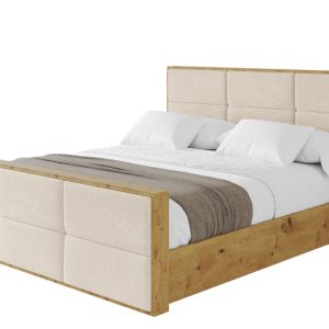 Łóżko tapicerowane z materacem + pojemnik ENZO1-Z-200×200 cm Beżowy 839343 Łóżko tapicerowane z materacem + pojemnik ENZO1-Z-200×200 cm Beżowy 839343