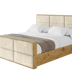 Łóżko tapicerowane z materacem + pojemnik ENZO1-Z-200×200 cm Beżowy 838712 Łóżko tapicerowane z materacem + pojemnik ENZO1-Z-200×200 cm Beżowy 838712