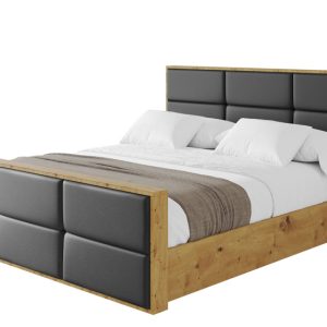 Łóżko tapicerowane z materacem + pojemnik ENZO1-Z-200×200 cm Czarny 838636 Łóżko tapicerowane z materacem + pojemnik ENZO1-Z-200×200 cm Czarny 838636