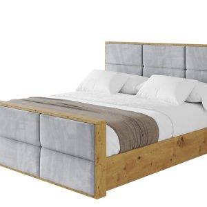 Łóżko tapicerowane z materacem + pojemnik ENZO1-Z-200×200 cm Jasnoszary 838926 Łóżko tapicerowane z materacem + pojemnik ENZO1-Z-200×200 cm Jasnoszary 838926