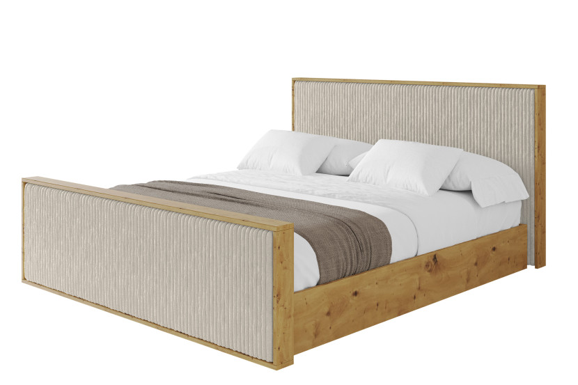 Łóżko tapicerowane z materacem + pojemnik ENZO10-Z - 160x200 cm Beżowy 966191