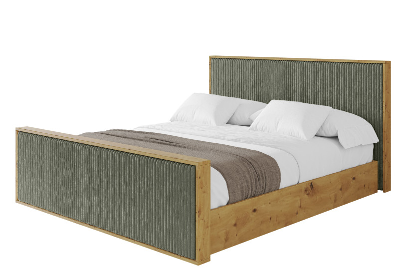 Łóżko tapicerowane z materacem + pojemnik ENZO10-Z - 160x200 cm Zielony 966244