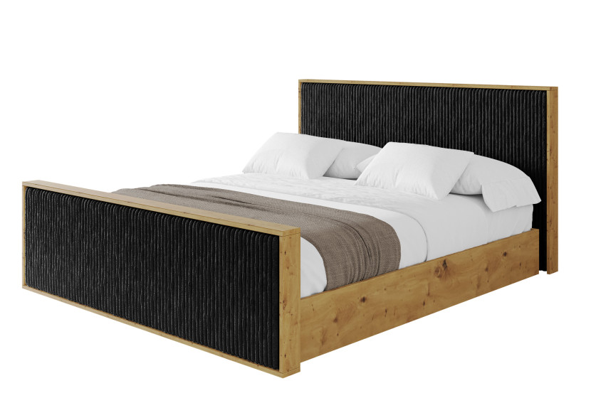 Łóżko tapicerowane z materacem + pojemnik ENZO10-Z - 200x200 cm Czarny 966196