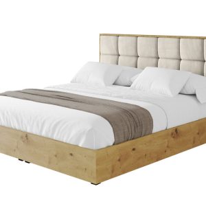 Łóżko tapicerowane z materacem + pojemnik ENZO2 – 200×200 cm Beżowy 840526 Łóżko tapicerowane z materacem + pojemnik ENZO2 – 200×200 cm Beżowy 840526