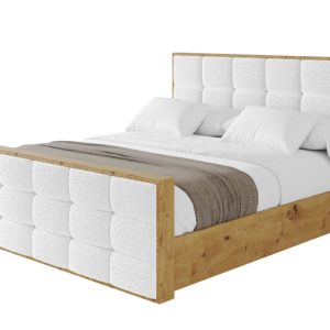 Łóżko tapicerowane z materacem + pojemnik ENZO2-Z-160×200 cm Biały 839455 Łóżko tapicerowane z materacem + pojemnik ENZO2-Z-160×200 cm Biały 839455