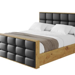 Łóżko tapicerowane z materacem + pojemnik ENZO2-Z-160×200 cm Czarny 838773 Łóżko tapicerowane z materacem + pojemnik ENZO2-Z-160×200 cm Czarny 838773