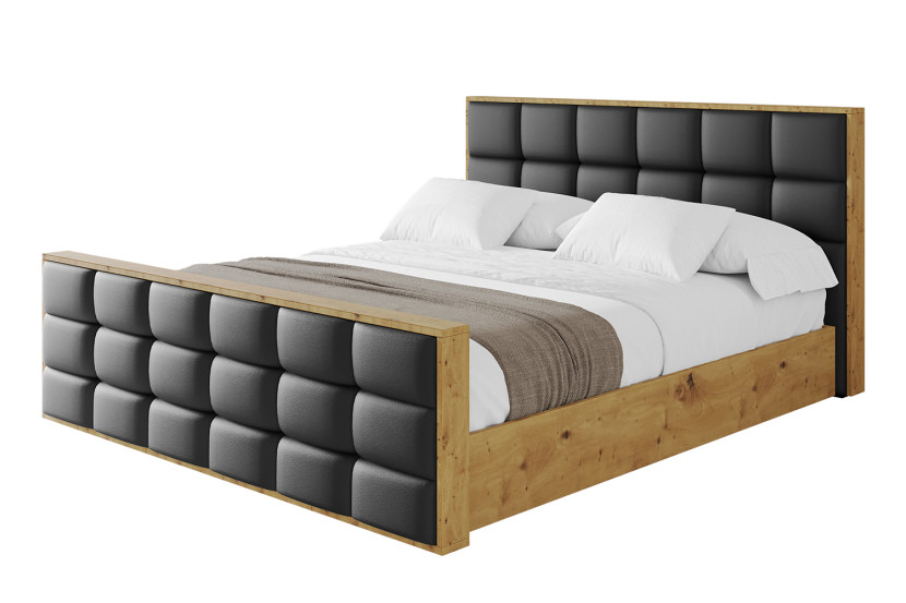 Łóżko tapicerowane z materacem + pojemnik ENZO2-Z-160x200 cm Czarny 838773