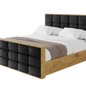 Łóżko tapicerowane z materacem + pojemnik ENZO2-Z-160×200 cm Czarny 838595 Łóżko tapicerowane z materacem + pojemnik ENZO2-Z-160×200 cm Czarny 838595