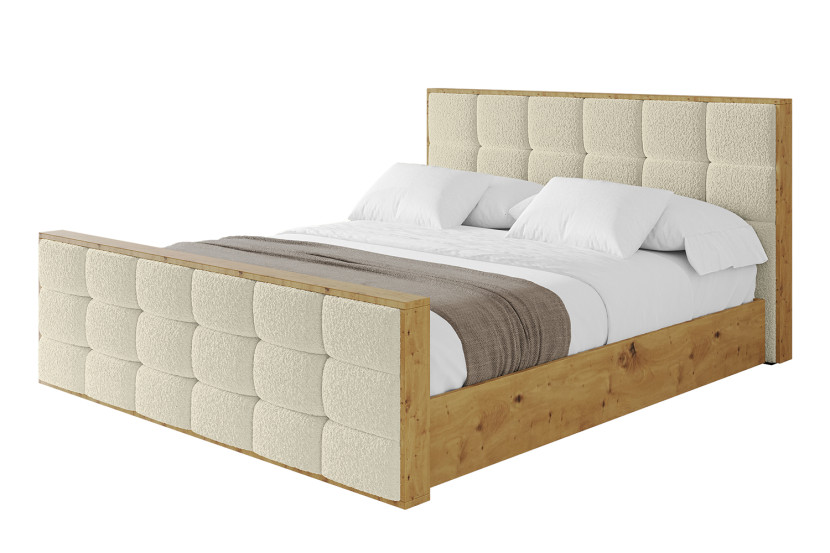 Łóżko tapicerowane z materacem + pojemnik ENZO2-Z-180x200 cm Beżowy 839220
