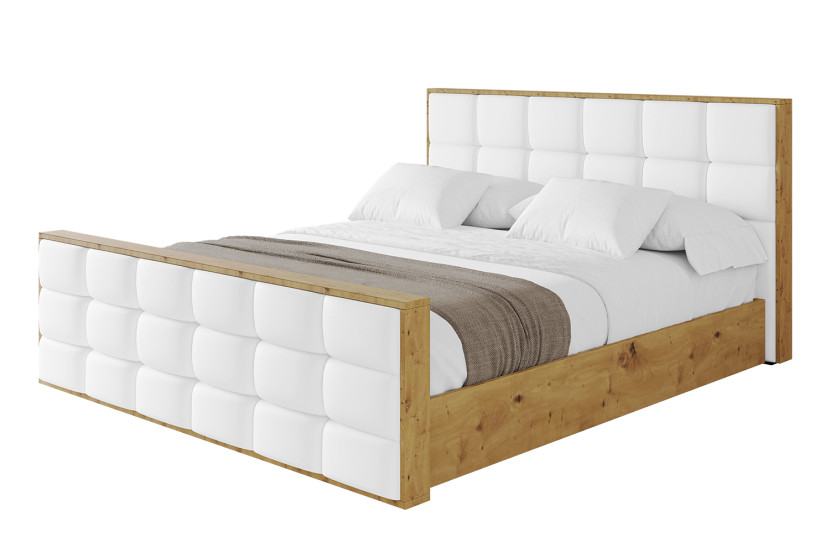 Łóżko tapicerowane z materacem + pojemnik ENZO2-Z-180x200 cm Biały 838453