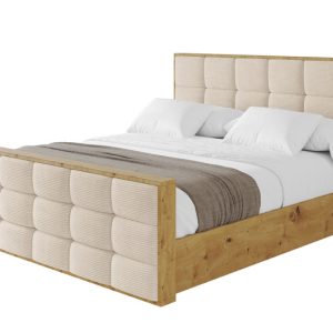 Łóżko tapicerowane z materacem + pojemnik ENZO2-Z-200×200 cm Beżowy 839281 Łóżko tapicerowane z materacem + pojemnik ENZO2-Z-200×200 cm Beżowy 839281