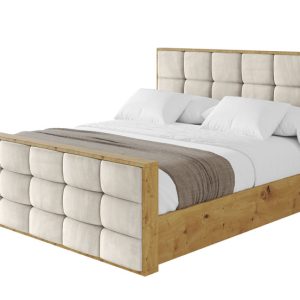 Łóżko tapicerowane z materacem + pojemnik ENZO2-Z-200×200 cm Beżowy 838989 Łóżko tapicerowane z materacem + pojemnik ENZO2-Z-200×200 cm Beżowy 838989