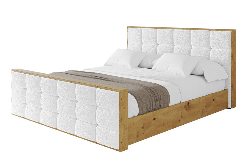 Łóżko tapicerowane z materacem + pojemnik ENZO2-Z-200x200 cm Biały 839180