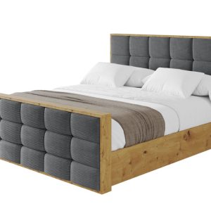 Łóżko tapicerowane z materacem + pojemnik ENZO2-Z-200×200 cm Grafitowy 839094 Łóżko tapicerowane z materacem + pojemnik ENZO2-Z-200×200 cm Grafitowy 839094