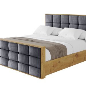 Łóżko tapicerowane z materacem + pojemnik ENZO2-Z-200×200 cm Grafitowy 838728 Łóżko tapicerowane z materacem + pojemnik ENZO2-Z-200×200 cm Grafitowy 838728