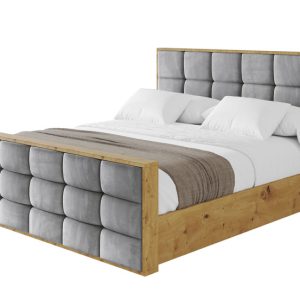 Łóżko tapicerowane z materacem + pojemnik ENZO2-Z-200×200 cm Szary 838599 Łóżko tapicerowane z materacem + pojemnik ENZO2-Z-200×200 cm Szary 838599