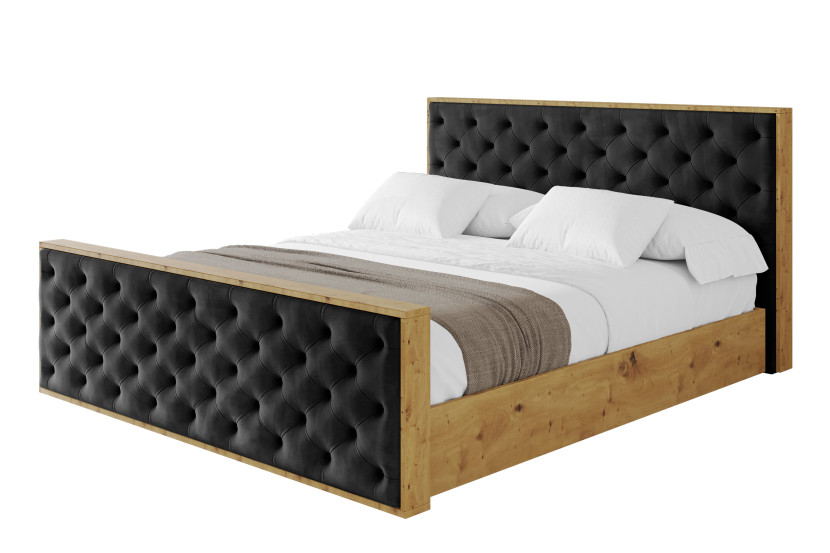 Łóżko tapicerowane z materacem + pojemnik ENZO3-Z-120x200 cm Czarny 840446