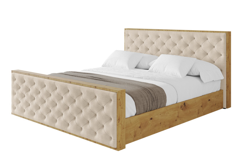 Łóżko tapicerowane z materacem + pojemnik ENZO3-Z-140x200 cm Beżowy 1016293
