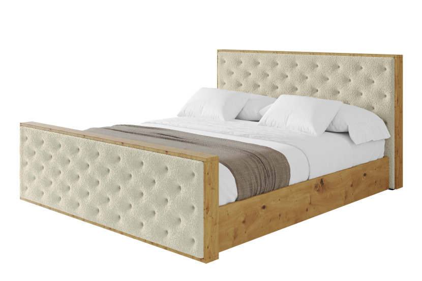 Łóżko tapicerowane z materacem + pojemnik ENZO3-Z-140x200 cm Beżowy 1016288