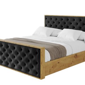 Łóżko tapicerowane z materacem + pojemnik ENZO3-Z-140×200 cm Czarny 840200 Łóżko tapicerowane z materacem + pojemnik ENZO3-Z-140×200 cm Czarny 840200