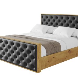 Łóżko tapicerowane z materacem + pojemnik ENZO3-Z-140×200 cm Czarny 839668 Łóżko tapicerowane z materacem + pojemnik ENZO3-Z-140×200 cm Czarny 839668
