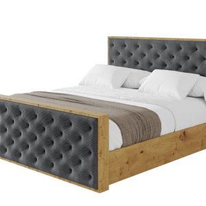 Łóżko tapicerowane z materacem + pojemnik ENZO3-Z-160×200 cm Grafitowy 1016274 Łóżko tapicerowane z materacem + pojemnik ENZO3-Z-160×200 cm Grafitowy 1016274