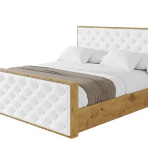 Łóżko tapicerowane z materacem + pojemnik ENZO3-Z-180×200 cm Biały 839719 Łóżko tapicerowane z materacem + pojemnik ENZO3-Z-180×200 cm Biały 839719