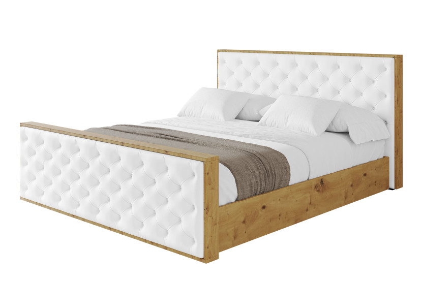 Łóżko tapicerowane z materacem + pojemnik ENZO3-Z-180x200 cm Biały 839719