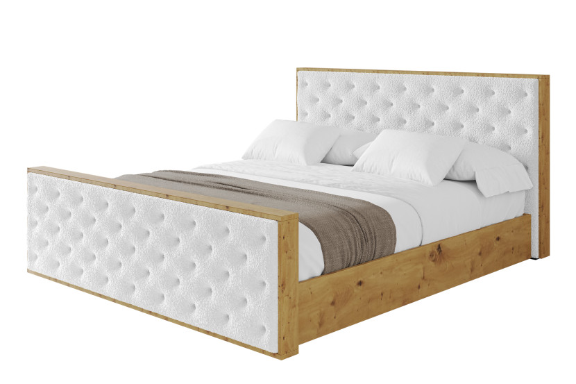 Łóżko tapicerowane z materacem + pojemnik ENZO3-Z-200x200 cm Biały 839718