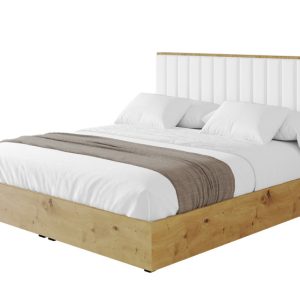 Łóżko tapicerowane z materacem + pojemnik ENZO4 – 140×200 cm Biały 839062 Łóżko tapicerowane z materacem + pojemnik ENZO4 – 140×200 cm Biały 839062